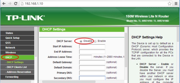 Disable DHCP Repeater TP-Link TL-WR741ND - Mitratek